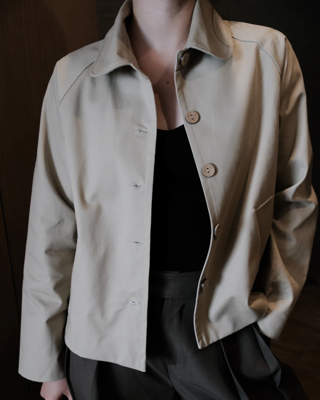 Áo khoác kaki thu đông dáng rộng 2 lớp Unleashedvn RAE Boxy Khaki Jacket - Nâu nhạt - L - Hình 2