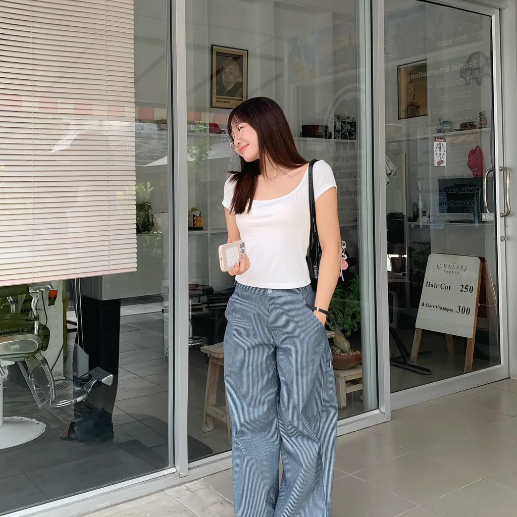 Quần jeans kẻ CARPENTER dáng suông cạp thấp