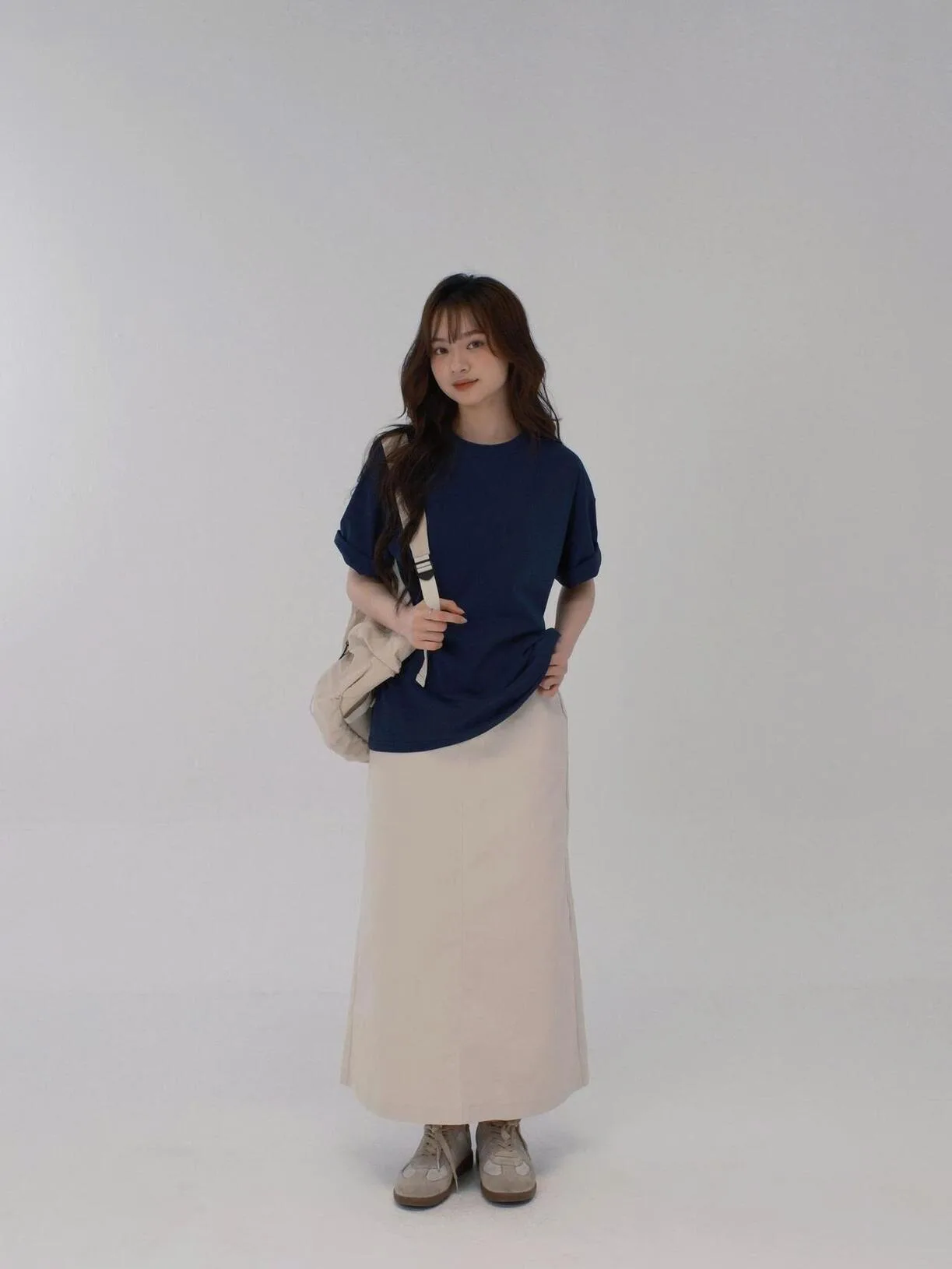 Chân váy midi CINNAMON dáng dài chất khaki cotton