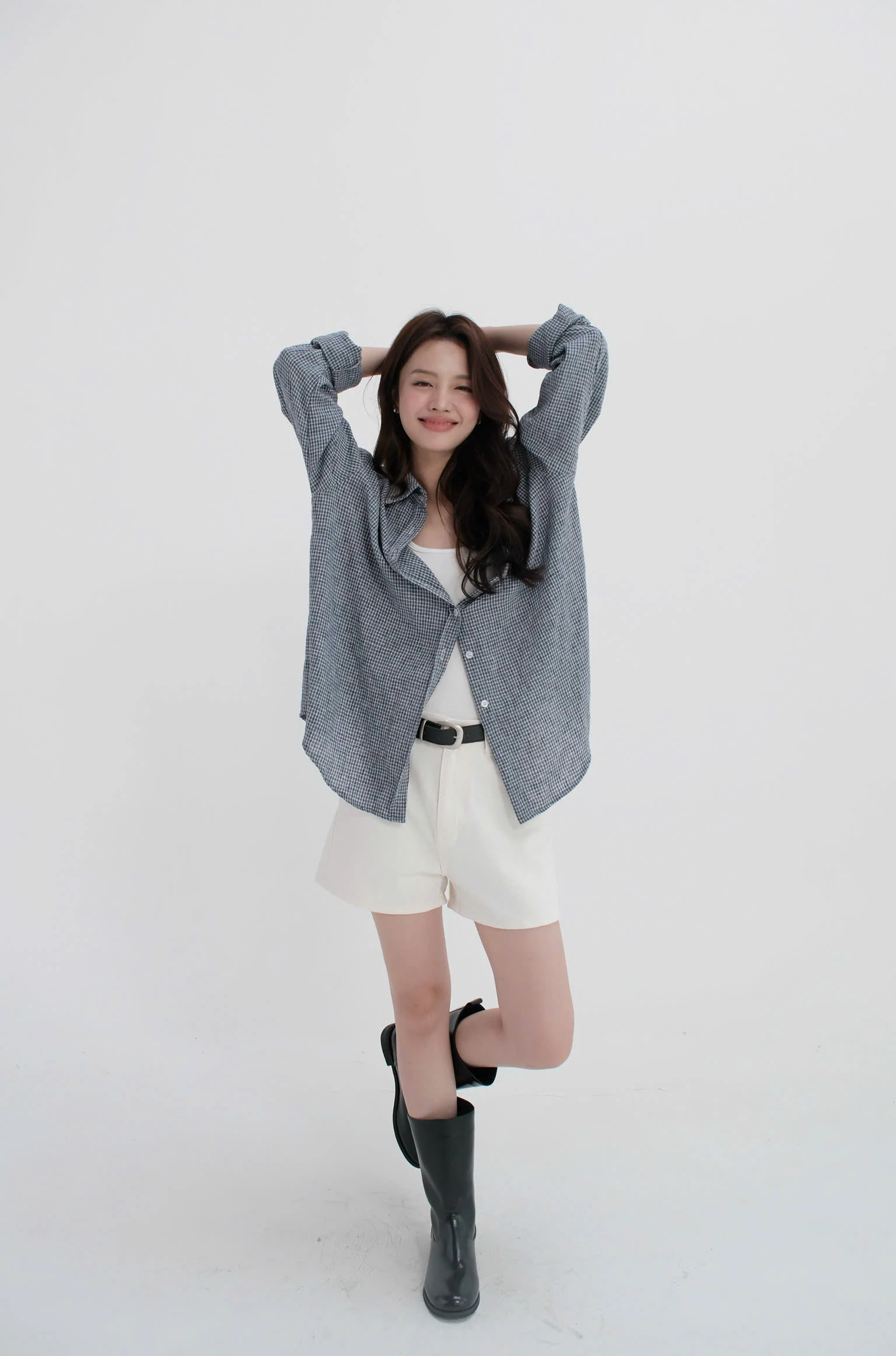 Áo sơ mi kẻ caro dáng rộng dài Unleashedvn KARO Loose Fit Checkered Shirt - Caro xanh - S - Hình 2