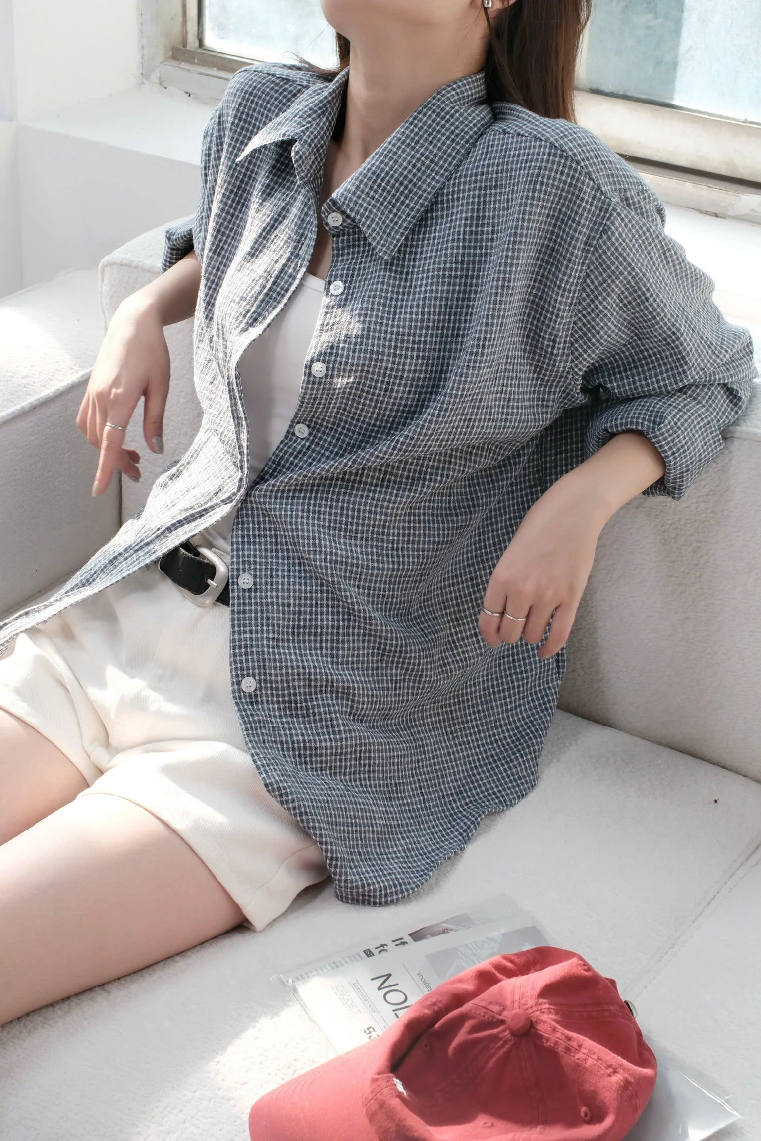 Áo sơ mi kẻ caro dáng rộng dài Unleashedvn KARO Loose Fit Checkered Shirt - Caro xanh - S - Hình 1