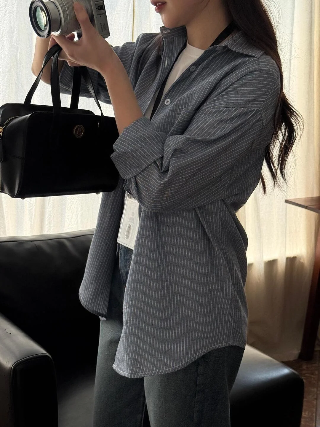 Áo sơ mi kẻ dáng rộng dài tay Unleashedvn CAMERON STRIPED UNISEX OVERSIZED SHIRT