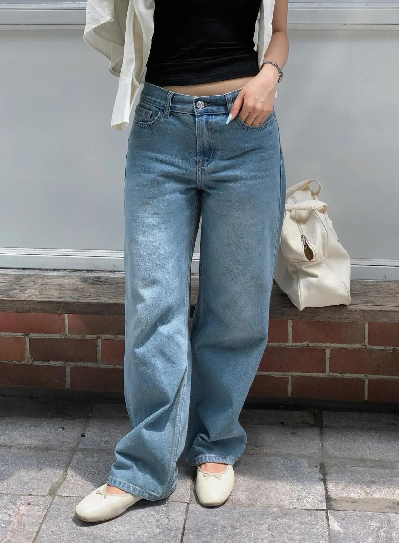 Quần jeans TEXAS cạp trễ ống suông đứng chất jeans cotton mềm mại